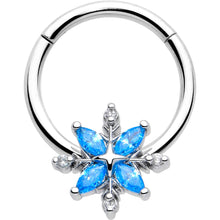将图片加载到图库查看器，16G 3/8 Blue CZ Gem Classic Flower Hinged Segment Ring
