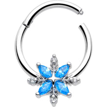 将图片加载到图库查看器，16G 3/8 Blue CZ Gem Classic Flower Hinged Segment Ring
