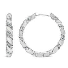 Load image into Gallery viewer, 14K White Gold 1 1/5 Cttw Lab Grown Diamond Swirl Design 1" Inch Hoop Earrings (F-G Color, VS1-VS2 Clarity)
