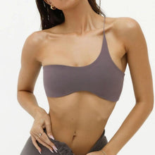 将图片加载到图库查看器，Women Single Shoulder Knot Swimsuit Short Top Swimwear One Shoulder Bikini Stripe Tie Knot Summer Vintage Black Swimsuits Bathing Top Beachwear Separates One Piece Tops
