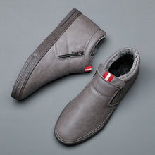 将图片加载到图库查看器，Mens Casual Winter Warm Ankle Boots Fashion Snow Boots Outdoor Footwear Black Sneakers Men's Leather Lined Warm Anti-slip Outdoor Work Shoes
