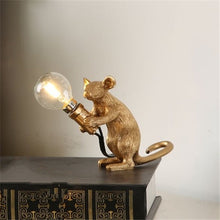 Load image into Gallery viewer, Postmodern Resin Animal Rat Mouse Table Lamp Small Mini Mouse Cute LED Night Lights Home Décor Desk Lights Bedside Lamp Decorative Table Lamp Cute Study Lamps for Bedroom Décor (
