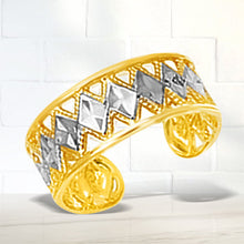 将图片加载到图库查看器，14k Two-Tone Gold Cuff Type Cut-Out Toe Ring with Diamond Design
