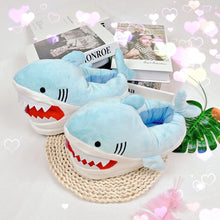 将图片加载到图库查看器，Warm Shark Womens Home Slippers Fashion Plush Winter Funny Elegant Women Slippers Cute Cartoon Shark Indoor Warm Home Cotton Slippers
