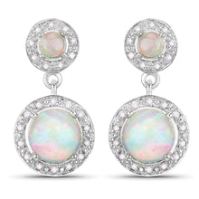 Load image into Gallery viewer, 2.27 Carat Genuine Ethiopian Opal and White Diamond .925 Sterling Silver Earrings
