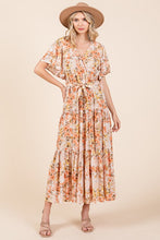 将图片加载到图库查看器，New Summer Floral Tie Waist Flutter Sleeve Tiered Dress – Graceful and Feminine Dress with Bohemian Charm and Flattering Tie Waist
