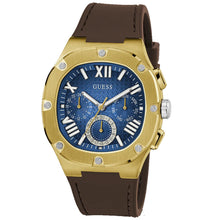 将图片加载到图库查看器，Guess Men's Brown Gold Tone Multi-function
