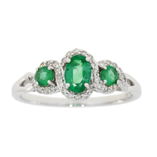 Load image into Gallery viewer, .84ct Emerald Diamond Ring 14KT White Gold
