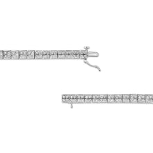 Load image into Gallery viewer, .925 Sterling Silver 2 Cttw Prong Set Round-Cut Diamond 4 Stone Box Link Bracelet (I-J Color, I3 Clarity) - 7.25"
