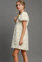 将图片加载到图库查看器，Heart Jacquard Square Neck Puff Sleeve Mini Dress – Romantic Heart Jacquard Dress, Puff Sleeve Dress, Square Neck Mini Dress, Chic Date Night Dress, Elegant Puff Sleeve Dress
