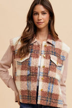 Load image into Gallery viewer, Women Brown Faux Fur Plaid Button-Up Jacket Soft Jacket For Girls Jacket With Closure
