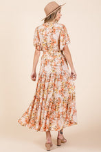 将图片加载到图库查看器，New Summer Floral Tie Waist Flutter Sleeve Tiered Dress – Graceful and Feminine Dress with Bohemian Charm and Flattering Tie Waist
