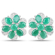 Load image into Gallery viewer, 7.84 Carat Genuine Emerald and White Topaz .925 Sterling Silver 3 Piece Jewelry Set (Ring, Earrings, and Pendant w/ Chain)
