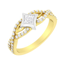 Load image into Gallery viewer, 10K Two Tone Color 2/3 Cttw Diamond Kite and Twist Shank Ring (H-I Color,SI2-I1 Clarity)
