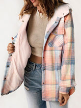 Load image into Gallery viewer, Plaid Snap Down Plush Hooded Jacket Soft &amp; Warm Women Outerwear Cozy And Comfortable Jacket
