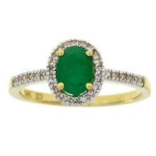 Load image into Gallery viewer, .94ct Emerald Diamond Ring 14KT Yellow Gold
