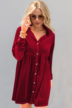 Load image into Gallery viewer, Deep Red Full Size Collared Neck Long Sleeve Mini Dress Classic &amp; Stylish Women Dress
