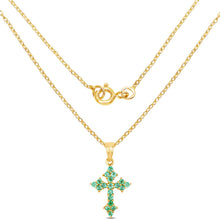 Load image into Gallery viewer, 14K Yellow Gold Plated 1.05 Carat Genuine Zambian Emerald .925 Sterling Silver Pendant
