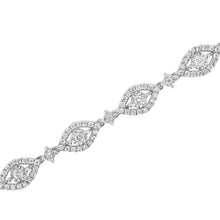 Load image into Gallery viewer, .925 Sterling Silver 2 1/2 Cttw Diamond Pear Shaped and Bezel Link Bracelet (I-J Color, I2-I3 Clarity) - 7.5 "
