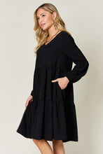 Load image into Gallery viewer, Light Green Double Take Full Size V-Neck Sleeve Tiered Dress with Pockets Elegant &amp; Comfortable Casual Dress
