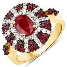 将图片加载到图库查看器，1.92 Carat Genuine Ruby and White Diamond 14K Yellow Gold Ring
