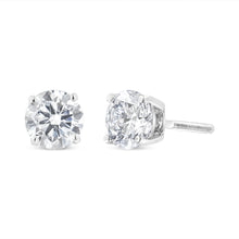 Load image into Gallery viewer, 14K White Gold 1-1/2 Cttw Round Brilliant-Cut Near Colorless Diamond Classic 4-Prong Stud Earrings with Screw Backs (H-I Color, SI1-SI2 Clarity)
