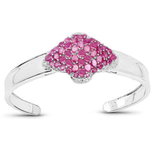 将图片加载到图库查看器，7.38 Carat Glass Filled Ruby, Ruby and White Topaz .925 Sterling Silver Bangle
