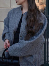 将图片加载到图库查看器，Autumn Casual Full Size Drop Shoulder Snap Down Jacket with Buttoned Front and Pockets
