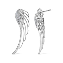 将图片加载到图库查看器，14K White Gold 1/4 Cttw Lab Grown Diamond Angel Wing Stud Earrings (F-G Color, VS1-VS2 Clarity)
