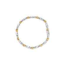 Load image into Gallery viewer, 10k Two-Toned Gold 2.00 Cttw Channel Set Baguette-Diamond Weave and  "X" Spiral Link Bracelet (H-I Color, I1-I2 Clarity) - 7"
