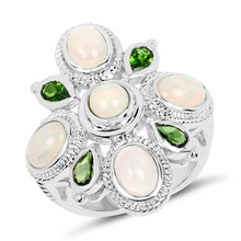 Load image into Gallery viewer, 2.97 Carat Genuine Ethiopian Opal And Chrome Diopside .925 Sterling Silver Ring
