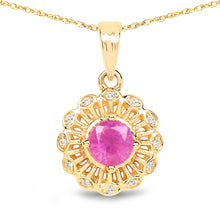Load image into Gallery viewer, 0.59 Carat Genuine Ruby and White Diamond 14K Yellow Gold Pendant
