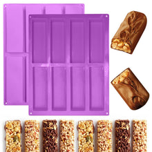 Load image into Gallery viewer, 8 Cavity Cake Mold Rectangular Chocolate Silicone Moulds Handmade Soap Mold Moon Cake Decorate Baking Mould Cube Tray Ice Bar Silicone Mold Cereal Energy Bar Mold Butter Mold
