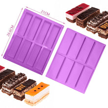 Load image into Gallery viewer, 8 Cavity Cake Mold Rectangular Chocolate Silicone Moulds Handmade Soap Mold Moon Cake Decorate Baking Mould Cube Tray Ice Bar Silicone Mold Cereal Energy Bar Mold Butter Mold
