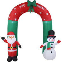 Load image into Gallery viewer, 8 Foot Tall Lighted Christmas Inflatable Santa Claus and Snowman Archway
