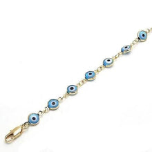 将图片加载到图库查看器，8" Gold Filled Evil Eye Light Blue Bracelet
