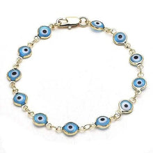 将图片加载到图库查看器，8" Gold Filled Evil Eye Light Blue Bracelet

