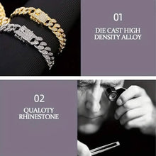 Load image into Gallery viewer, 8" Luxurious Rhinestone Cuban Chain Bracelet for Men
