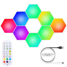 Load image into Gallery viewer, 8-Piece: Hexagon Light Panels RGBW Colorful Splicing Wall Lamps
