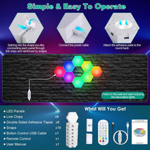 Load image into Gallery viewer, 8-Piece: Hexagon Light Panels RGBW Colorful Splicing Wall Lamps
