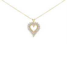 将图片加载到图库查看器，14K Yellow Gold Plated .925 Sterling Silver Brilliant-Cut Diamond Open Heart 18" Pendant Necklace (K-L Color, I1-I2 Clarity)
