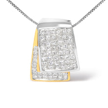 Load image into Gallery viewer, 14K White and Yellow Gold 2.0 Cttw Princess Cut Diamond Two Tone Foldover Box Pendant 18â€ Box Chain Necklace (H-I Color, SI1-SI2 Clarity)
