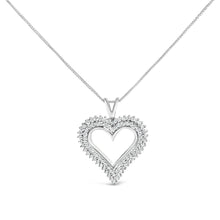将图片加载到图库查看器，.925 Sterling Silver 1.00 Cttw Lab-Grown Diamond Open Heart Pendant Necklace (F-G Color, VS1-VS2 Clarity) - 18" Inches
