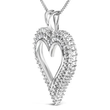 将图片加载到图库查看器，.925 Sterling Silver 1.00 Cttw Lab-Grown Diamond Open Heart Pendant Necklace (F-G Color, VS1-VS2 Clarity) - 18" Inches
