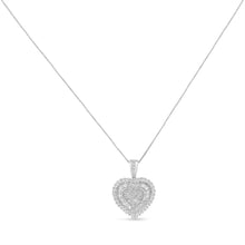 Load image into Gallery viewer, 10K White Gold 1 cttw Multi Cut 1 cttw Diamond Heart Pendant Necklace (H-I, I1-I2)
