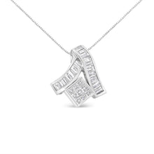 将图片加载到图库查看器，14K White Gold 1 7/8 cttw Princess and Baguette Cut Mixed Geometry Diamond Pendant Necklace (G-H, SI1-SI2)
