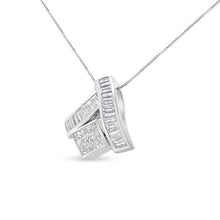 将图片加载到图库查看器，14K White Gold 1 7/8 cttw Princess and Baguette Cut Mixed Geometry Diamond Pendant Necklace (G-H, SI1-SI2)
