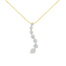 Load image into Gallery viewer, AGS Certified 14K Yellow Gold 2.0 Cttw Baguette and Brilliant Round-Cut Diamond Journey 18" Pendant Necklace (F-G Color, I1-I2 Clarity)
