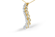将图片加载到图库查看器，AGS Certified 14k Yellow Gold 3.0 Cttw Baguette and Brilliant Round-Cut Diamond Journey 18" Pendant Necklace (G-H Color, I1-I2 Clarity)
