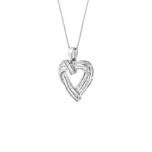 将图片加载到图库查看器，Sterling Silver 7/8 cttw Baguette Diamond Heart Pendant Necklace (I-J, I2-I3)
